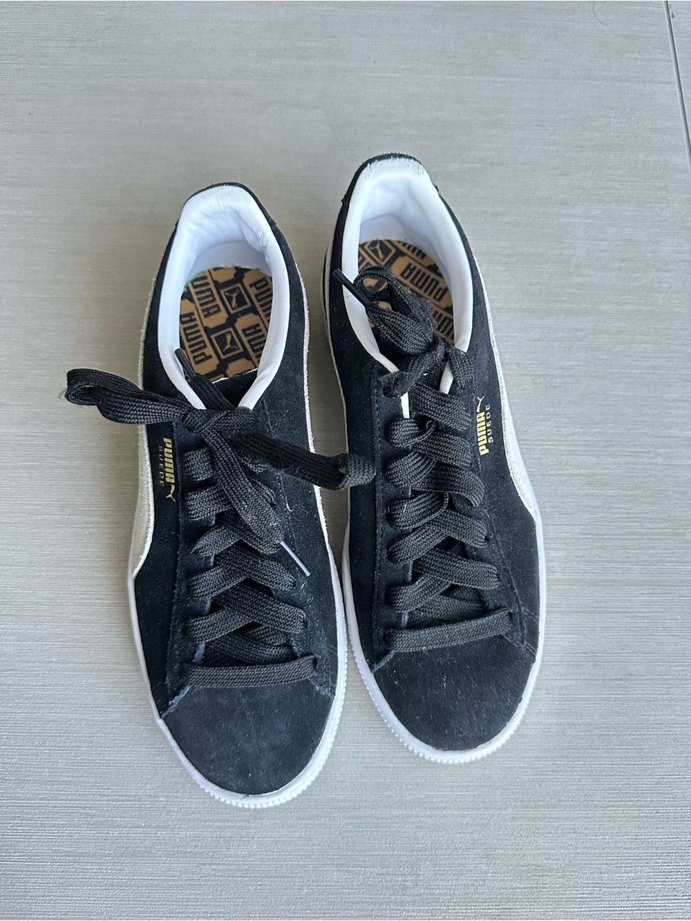 Puma Black Suede Low-Top Sneakers with White Formstripe